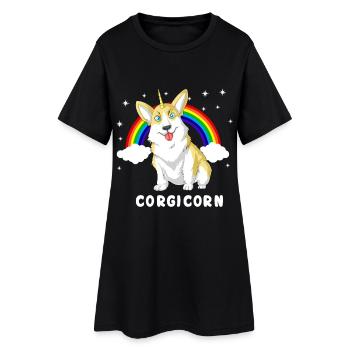 corgi unicorn corgicorn  - Women’s T-Shirt Dress - black - Front