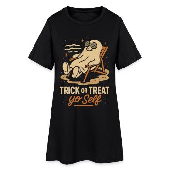 Trick Or Treat Yo Self Lazy Costume Drôle Dicton - Robe T-shirt Femme - noir - Devant
