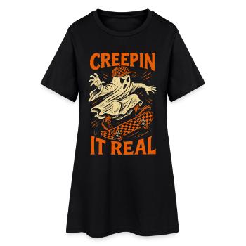 Creepin It Real Ghost Skateboard Halloween - Women’s T-Shirt Dress - black - Front