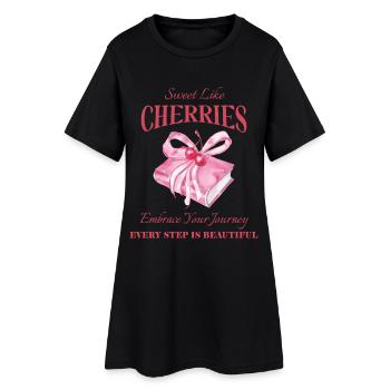 Amateurs de cerises, fleur de cerisier, douce comme des cerises - Robe T-shirt Femme - noir - Devant