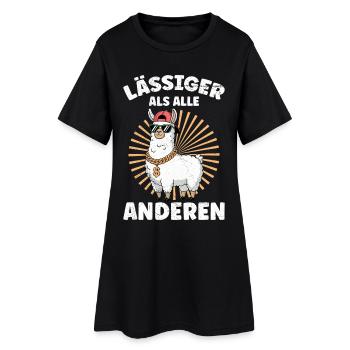 Alpaka LÄSSIGER ALS ALLE ANDEREN Lama Lustiges - Frauen T-Shirt-Kleid - Schwarz - Vorne