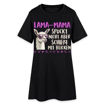 Bientôt maman LLAMA MAMAN NE CRACHE PAS REGARDS - Robe T-shirt Femme - noir - Devant