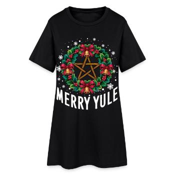 Frohes Julfest Weihnachtszeit Weihnachten - Frauen T-Shirt-Kleid - Schwarz - Vorne