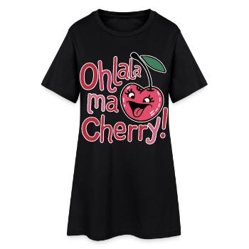 Ohlala Ma Cherry Design Fille Mignonne Cerise - Robe T-shirt Femme - noir - Devant