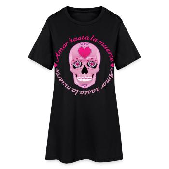 Amor hasta la muerte – Crâne d’amour rose Crâne de sucre - Robe T-shirt Femme - noir - Devant