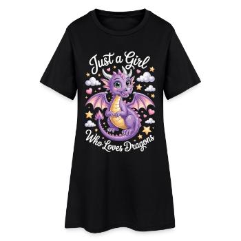 Juste une fille qui aime les dragons Chemise de dragon mignon - Robe T-shirt Femme - noir - Devant