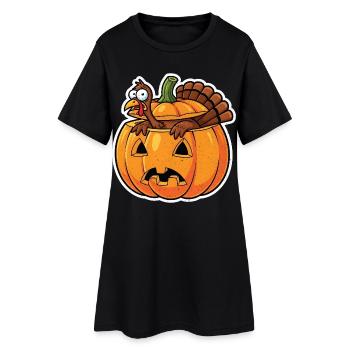 Pumpkin Heroes : Dinde effrontée à l’automne Halloween - Robe T-shirt Femme - noir - Devant