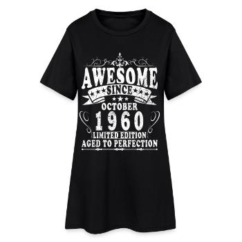 65ème Anniversaire Original Octobre Millésime 1960 - Robe T-shirt Femme - noir - Devant