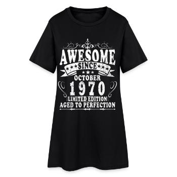 55ème Anniversaire Original Octobre Millésime 1970 - Robe T-shirt Femme - noir - Devant