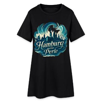 Hamburg Perle Stadt Silhouette Geschenk - Frauen T-Shirt-Kleid - Schwarz - Vorne