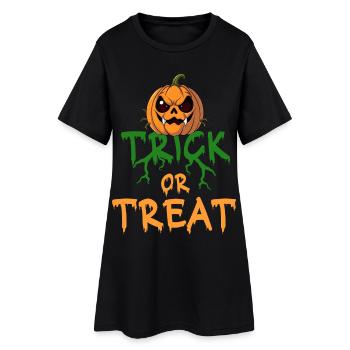 Halloween Trick or Treat Kürbis Spruch Horror - Frauen T-Shirt-Kleid - Schwarz - Vorne