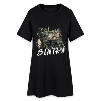 Palais de Regaleira Sintra illustration magique - Robe T-shirt Femme - noir - Devant