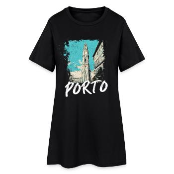 Tour des Clérigos Porto illustration artistique - Robe T-shirt Femme - noir - Devant