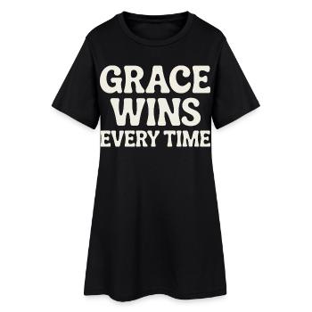 Jésus Foi Chrétienne La Grâce gagne à chaque fois - Robe T-shirt Femme - noir - Devant