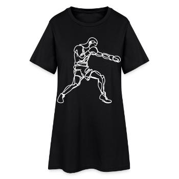 Dessin de boxeur - Robe T-shirt Femme - noir - Devant