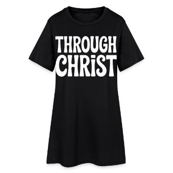 Par le Christ Jésus Chrétiens Foi - Robe T-shirt Femme - noir - Devant