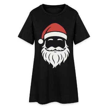 Weihnachtsmann Gesicht T-Shirt  Lustig XMAS Santa - Frauen T-Shirt-Kleid - Schwarz - Vorne