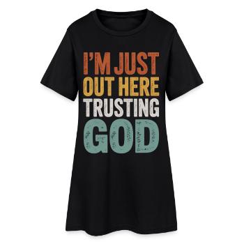 Ich Vertraue Gott Motiv - Frauen T-Shirt-Kleid - Schwarz - Vorne