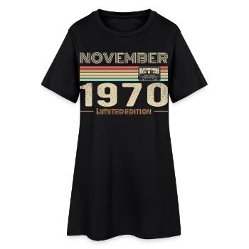 November 1970 Vintage Birthday Retro Tee - Robe T-shirt Femme - noir - Devant