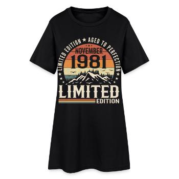 November 1981 Unique Retro Birthday - Women’s T-Shirt Dress - black - Front