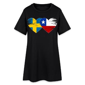 Suède Chili drapeau coeur utilisé - Robe T-shirt Femme - noir - Devant