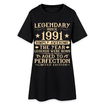 35. Geburtstag Vintage Jahrgang 1991 Geschenk - Frauen T-Shirt-Kleid - Schwarz - Vorne