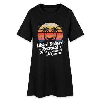 Retraité au coucher soleil palmier - Robe T-shirt Femme - noir - Devant