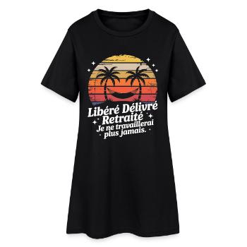 Parodie Soleil Palm Retraité - Robe T-shirt Femme - noir - Devant
