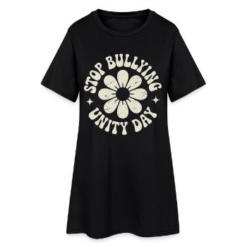 Gegen Mobbing Harmonie Zusammenhalt Botschaft - Frauen T-Shirt-Kleid - Schwarz - Vorne