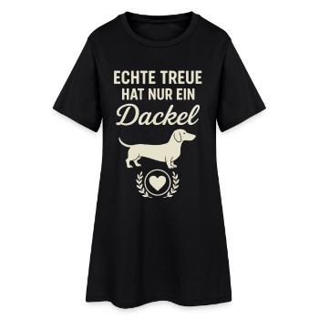 Echte Treue Dackel Herz Motiv Hund - Frauen T-Shirt-Kleid - Schwarz - Vorne