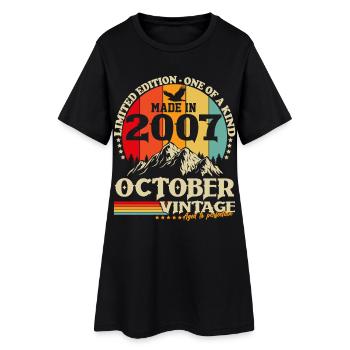Octobre 2007 Vintage Vintage Rétro Anniversaire - Robe T-shirt Femme - noir - Devant