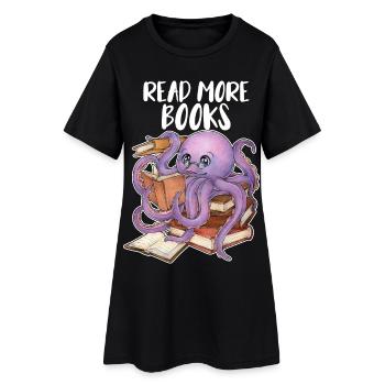Lecture Pieuvre Dans Pile De Livres Livre Cadeau - Robe T-shirt Femme - noir - Devant