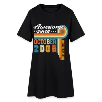 Millésime Octobre 2005 Vintage Rétro Anniversaire - Robe T-shirt Femme - noir - Devant