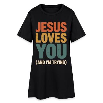 Jesus Loves You Tee - Frauen T-Shirt-Kleid - Schwarz - Vorne