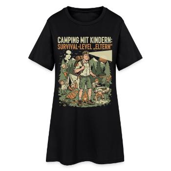 Camping avec enfants - parents à niveau de survie - Robe T-shirt Femme - noir - Devant