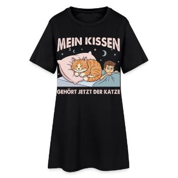 Mein Kissen gehört der Katze - Katzenbesitzer - Frauen T-Shirt-Kleid - Schwarz - Vorne