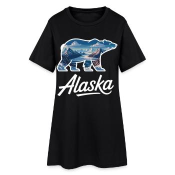 Chemise d’extérieur avec paysage d’Alaska à motif d’ours - Robe T-shirt Femme - noir - Devant