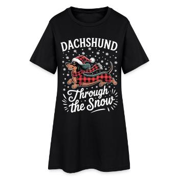 Noël avec chemise teckel - Robe T-shirt Femme - noir - Devant