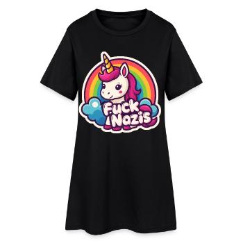 Unicorn Against Nazis Rainbow Unicorn - Women’s T-Shirt Dress - black - Front