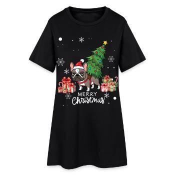 Hunde-Weihnachten - Frauen T-Shirt-Kleid - Schwarz - Vorne