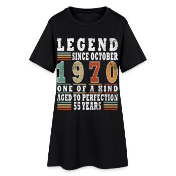 55ème Anniversaire Original Octobre Millésime 1970 - Robe T-shirt Femme - noir - Devant