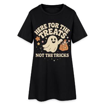 Ici, pour les friandises, pas pour les tours Ghost Design - Robe T-shirt Femme - noir - Devant