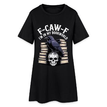 Corbeau sur le monde du crâne et du livre - Robe T-shirt Femme - noir - Devant