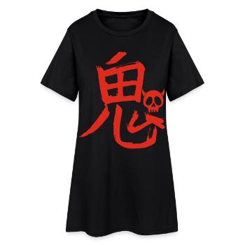 The word demon in Japanese (red) - Women’s T-Shirt Dress - black - Front
