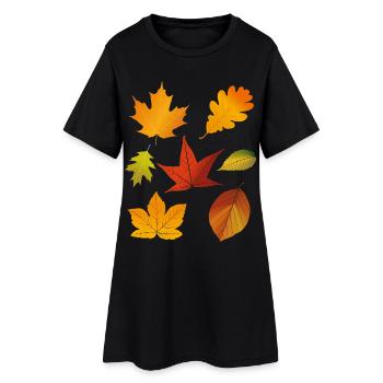 Autumn Fall Leaves - Women’s T-Shirt Dress - black - Front