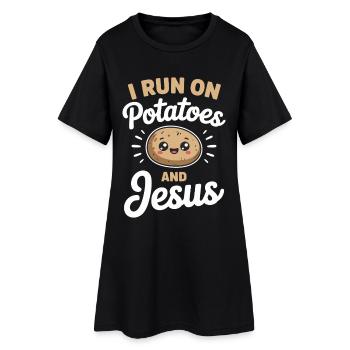 Je cours sur les pommes de terre et Jésus - Robe T-shirt Femme - noir - Devant