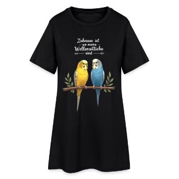 Wellensittich Vogel Liebhaber Wellensittiche - Frauen T-Shirt-Kleid - Schwarz - Vorne