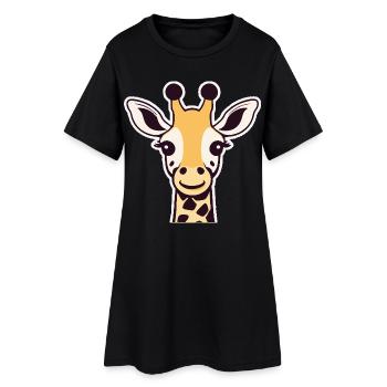 Girafe mignonne (tête) - Robe T-shirt Femme - noir - Devant