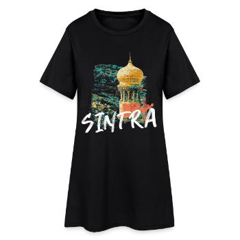 Maurischer Turm Monserrate Sintra Illustration - Frauen T-Shirt-Kleid - Schwarz - Vorne