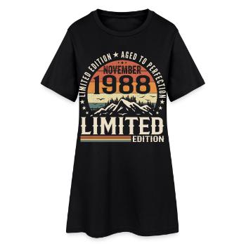 November 1988 Unique Retro Birthday - Women’s T-Shirt Dress - black - Front